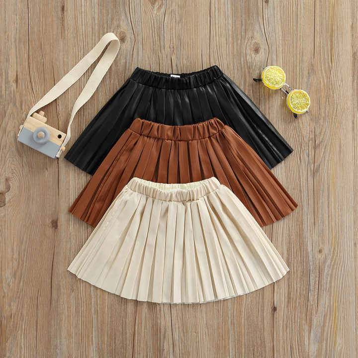 Girl High Waist Leather Skirt